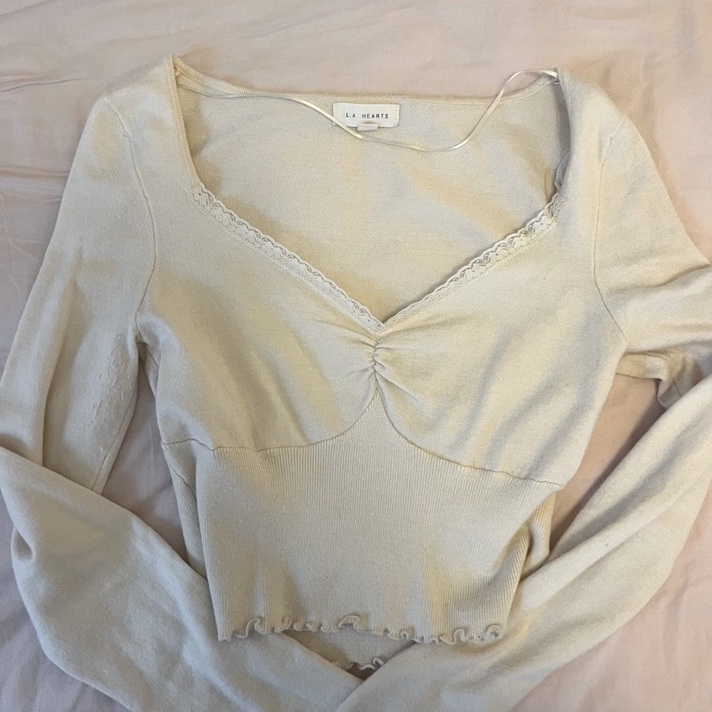 pacsun cream longsleeve top